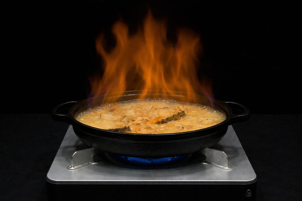 燃えるすき焼き